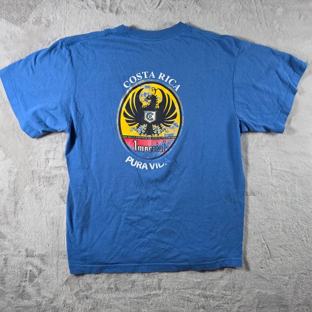 Imperial T-Shirt Men Large Blue Costa Rica Cerveza Pura Vida Beer Graphic Tee